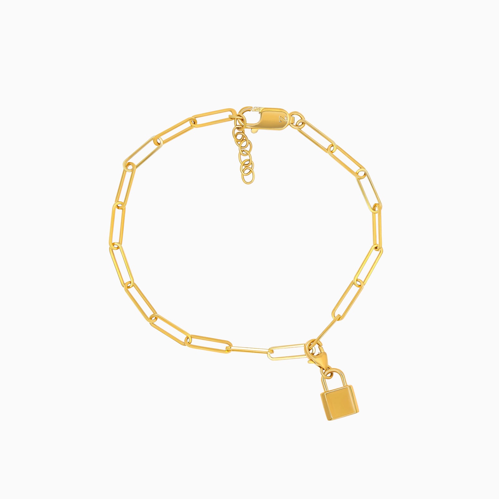 18k Gold Vermeil-UNBREAKABLE Chain Link Bracelet with Mini Padlock