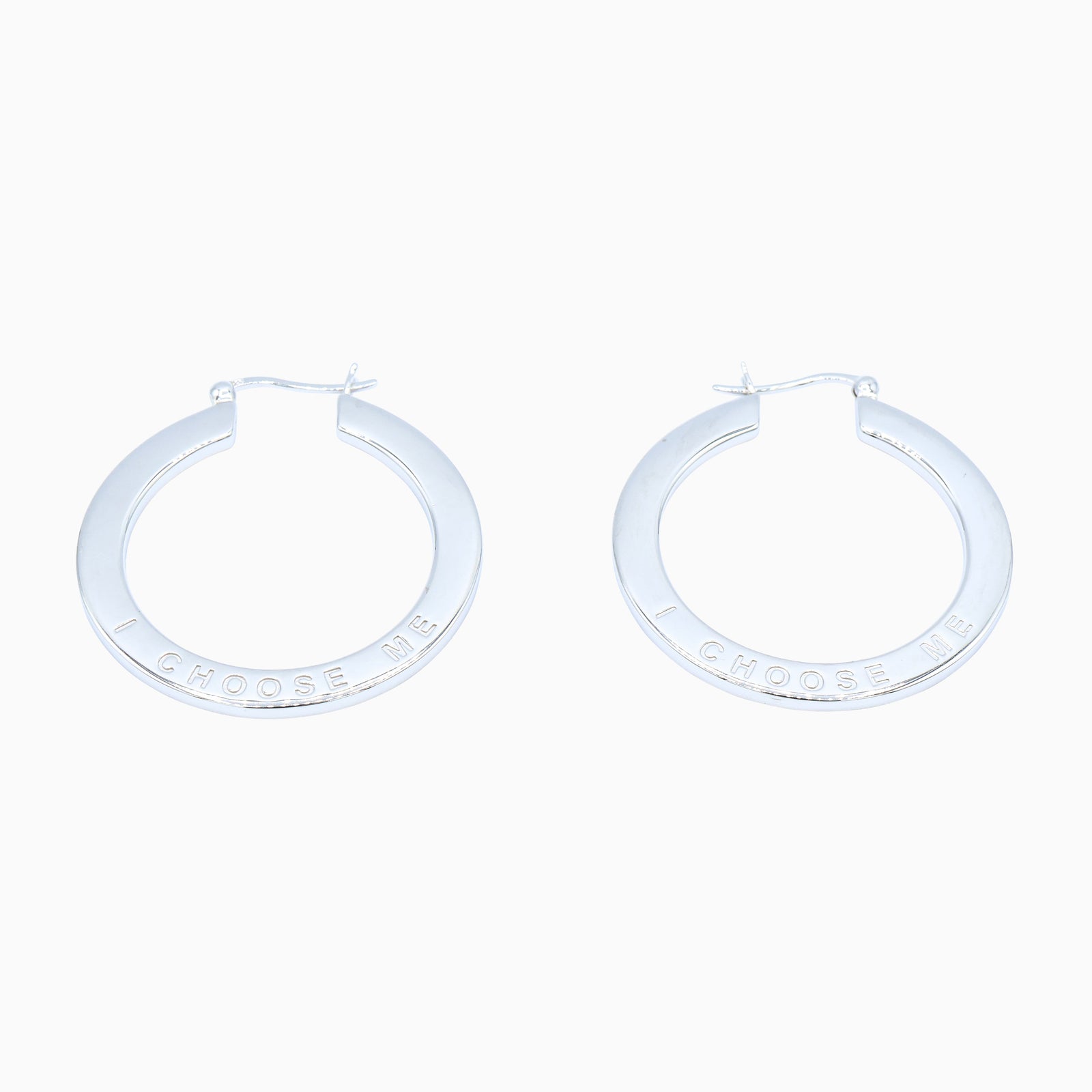Sterling Silver (With Rhodium Protection)-I CHOOSE ME Hoop Earrings