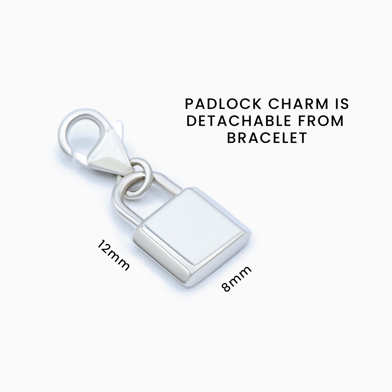 Sterling Silver (With Rhodium Protection)-UNBREAKABLE Chain Link Bracelet with Mini Padlock