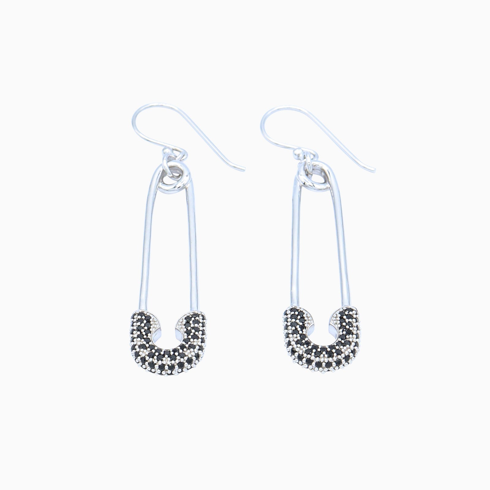 Sterling Silver (With Rhodium Protection)-SOLIDARITY Safety Pin Earrings