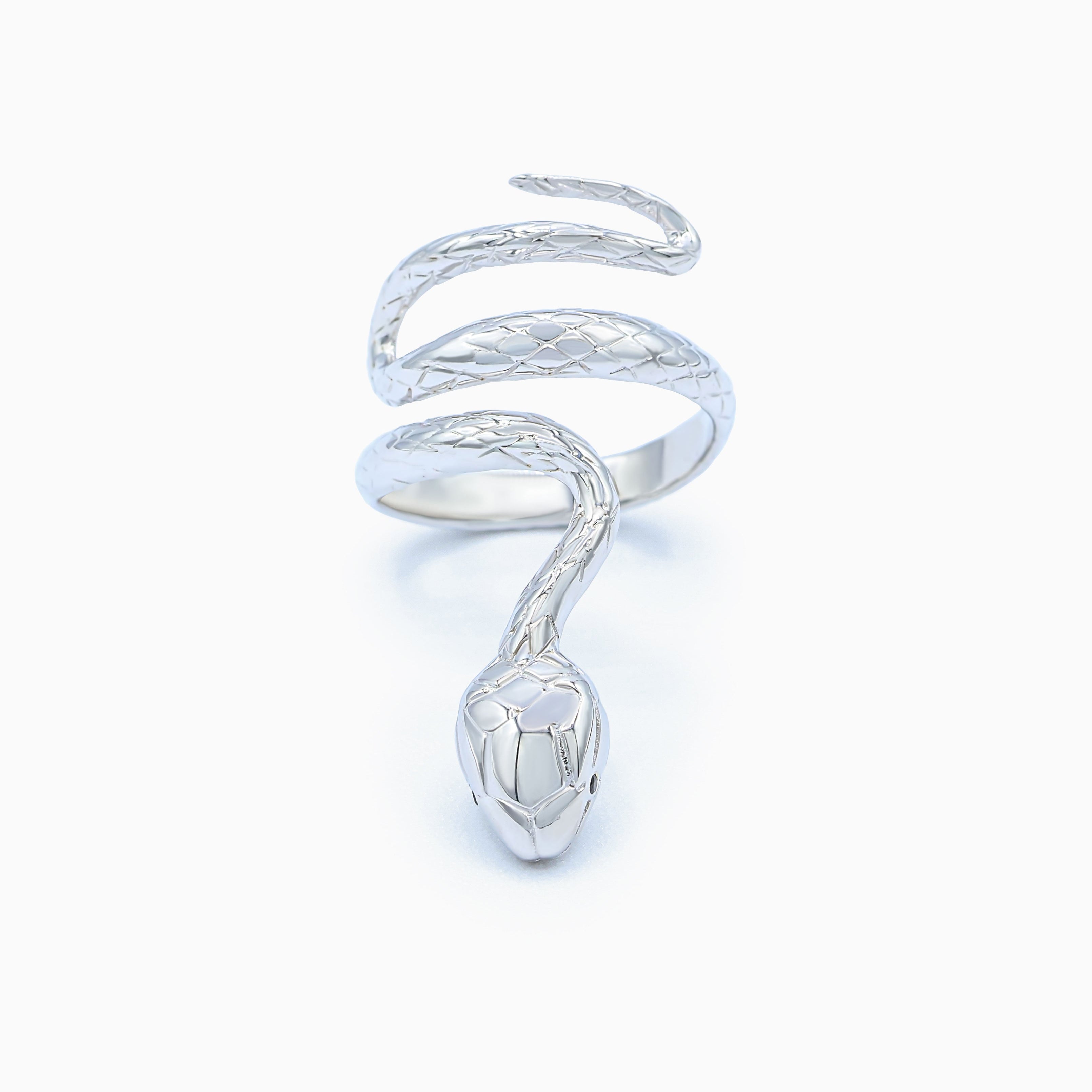 Sterling Silver (With Rhodium Protection)-COLD-BLOODED Snake Ring