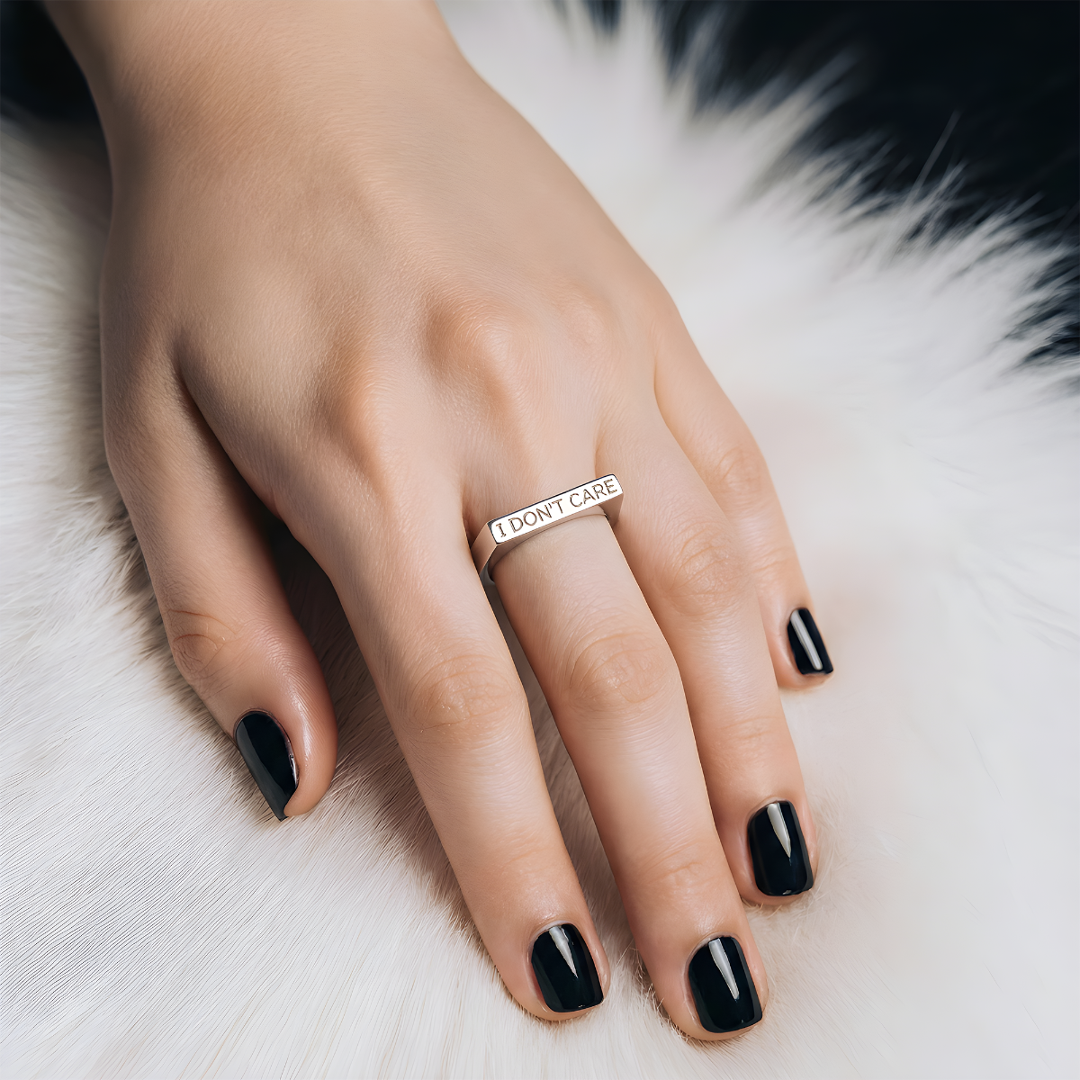 Sterling Silver (With Rhodium Protection)-I DON'T CARE Ring