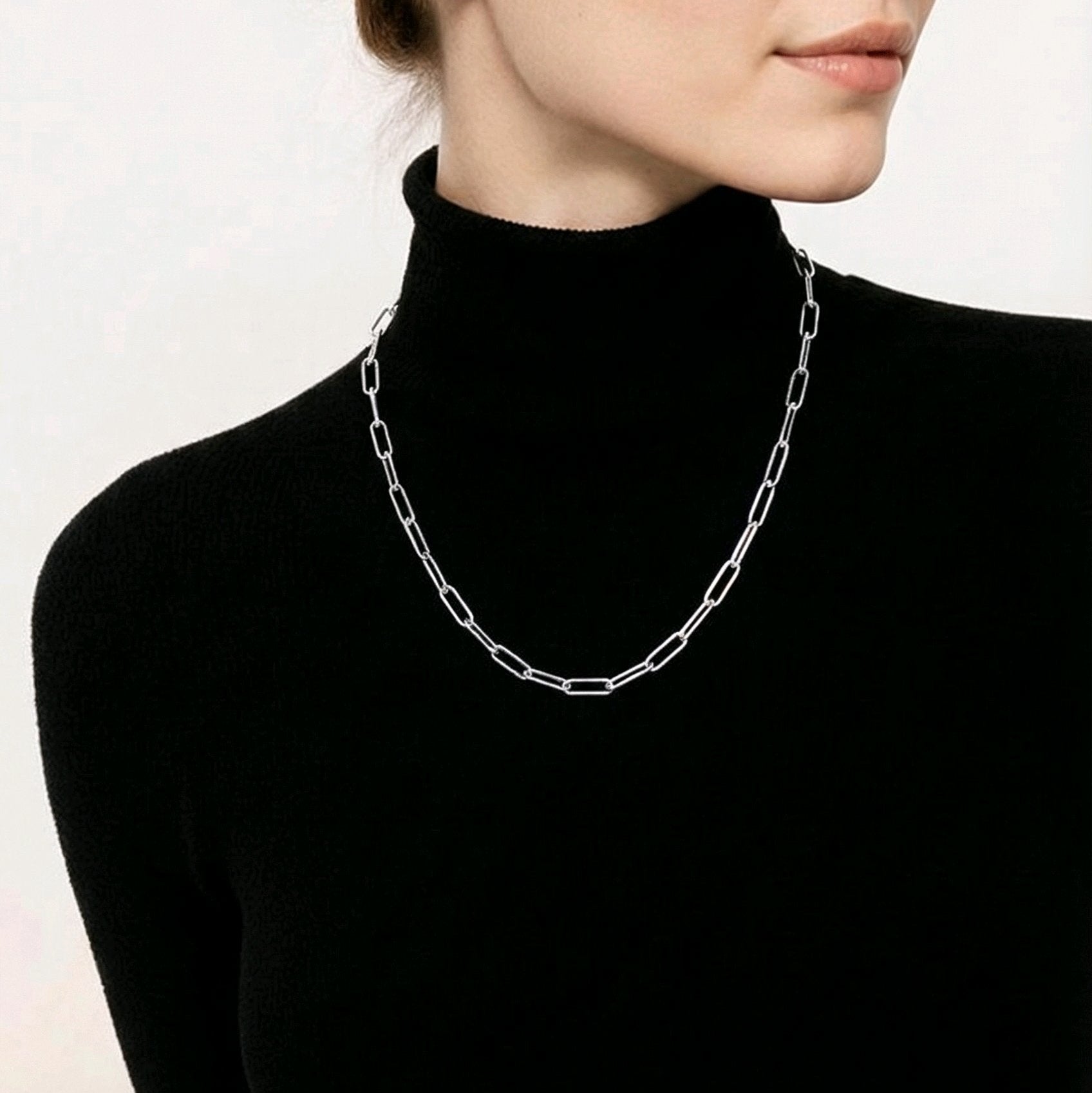 Sterling Silver (With Rhodium Protection)-UNBREAKABLE Chain Link Necklace