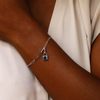 Sterling Silver (With Rhodium Protection)-UNBREAKABLE Chain Link Bracelet with Mini Padlock
