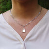 Sterling Silver (With Rhodium Protection)-UNBREAKABLE Chain Link Necklace With Padlock