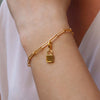 18k Gold Vermeil-UNBREAKABLE Chain Link Bracelet with Mini Padlock