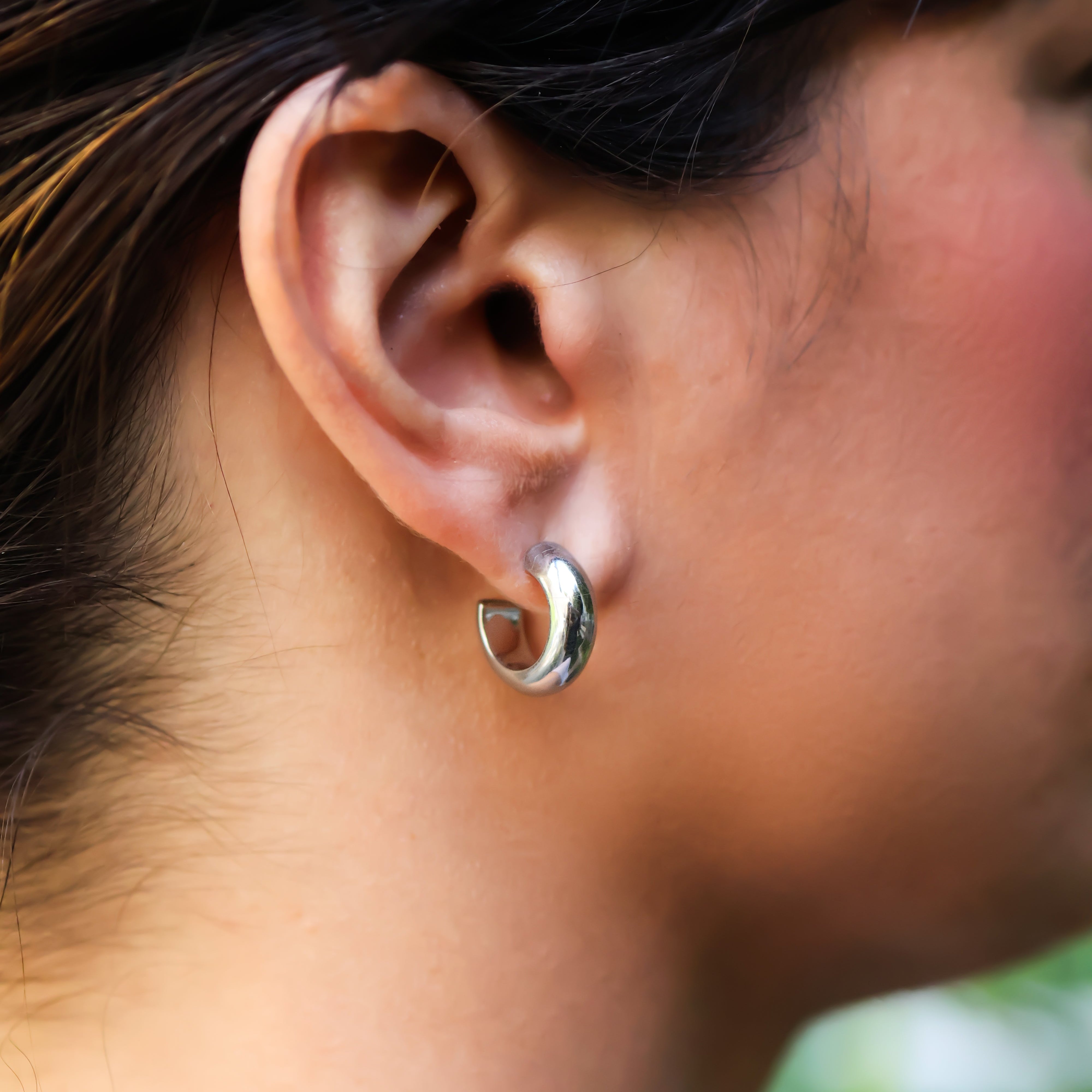 Sterling Silver (With Rhodium Protection)-GO CHUNK YOURSELF Chunky Hoop Earrings - Medium