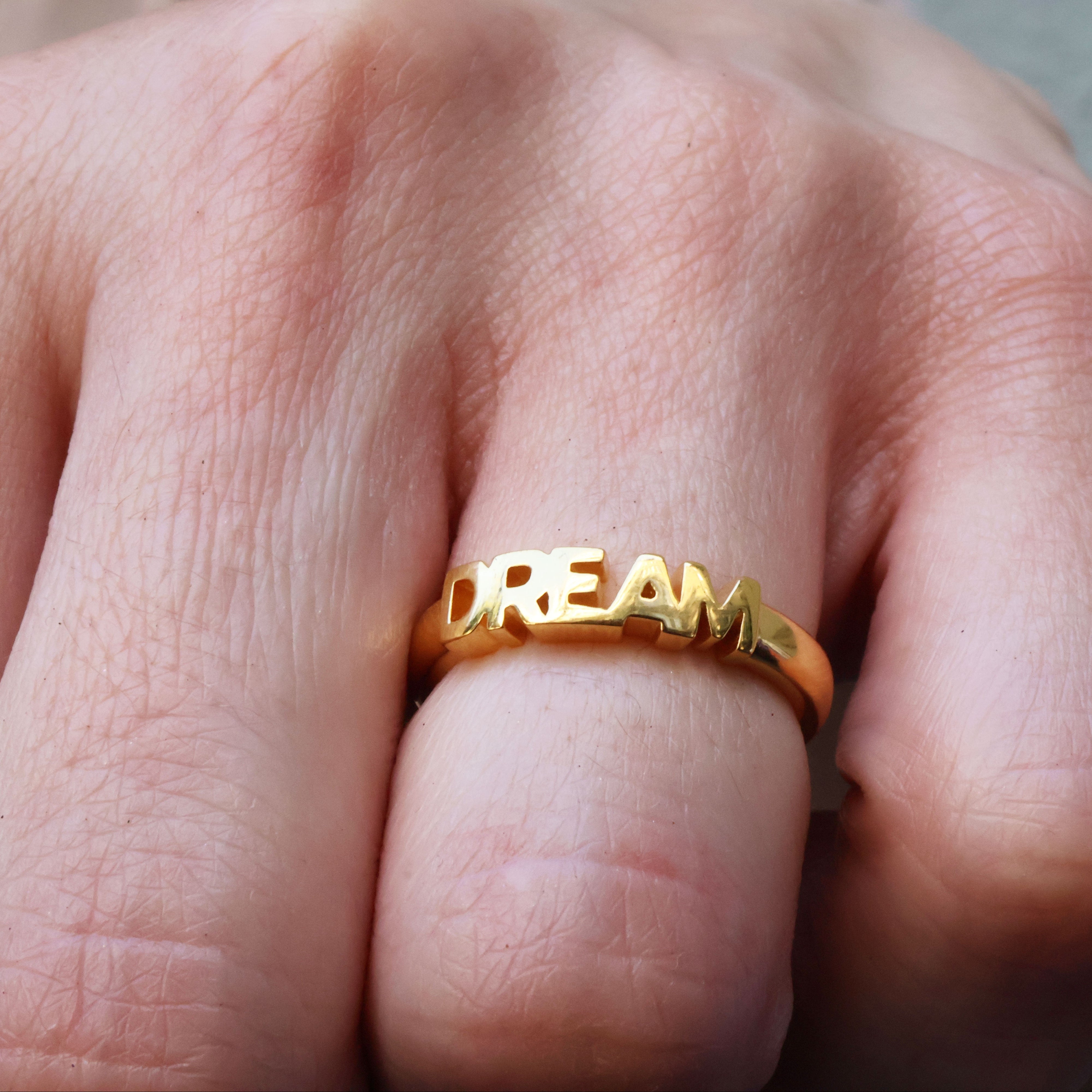Gold Dream Ring on finger