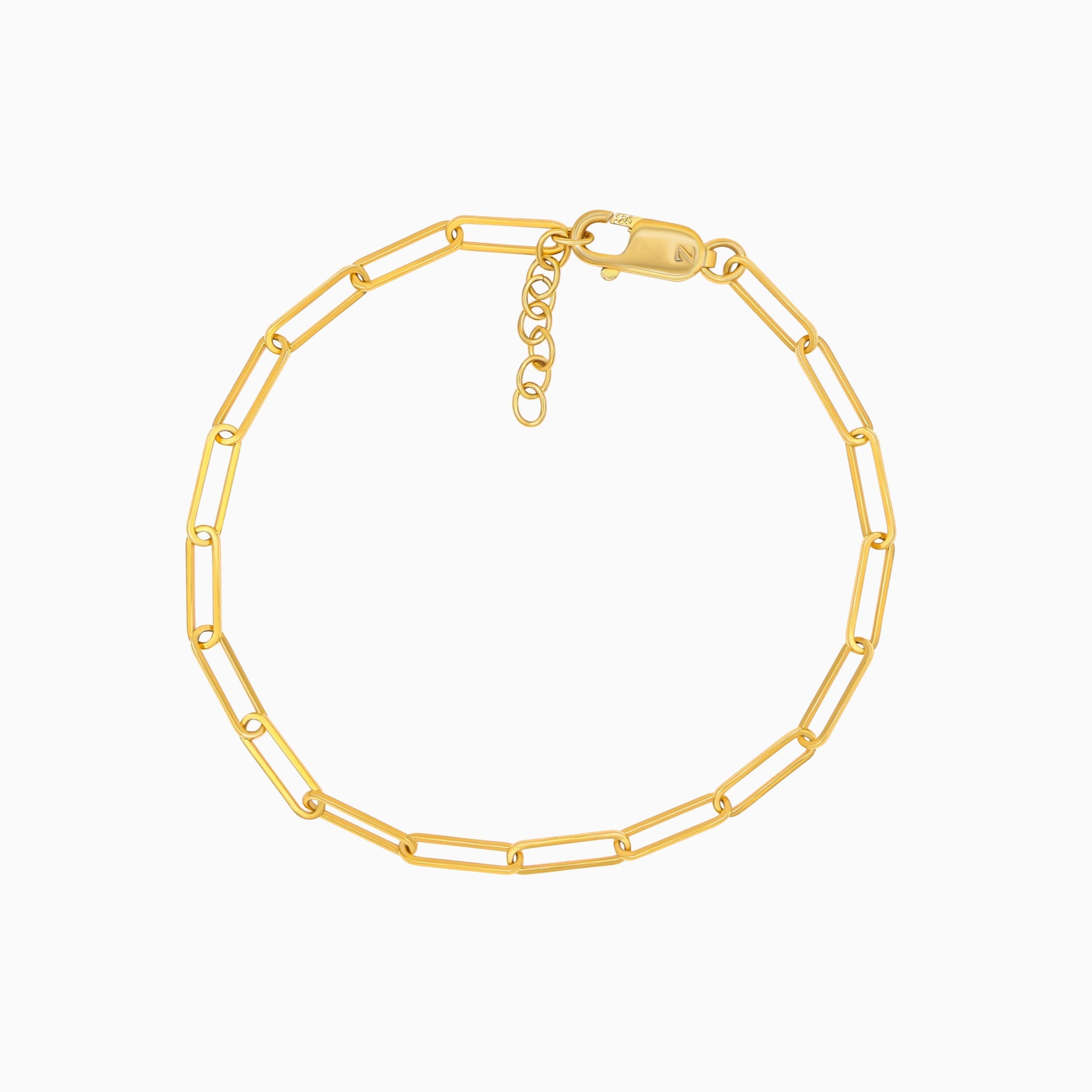 Gold chain bracelet on a white background
