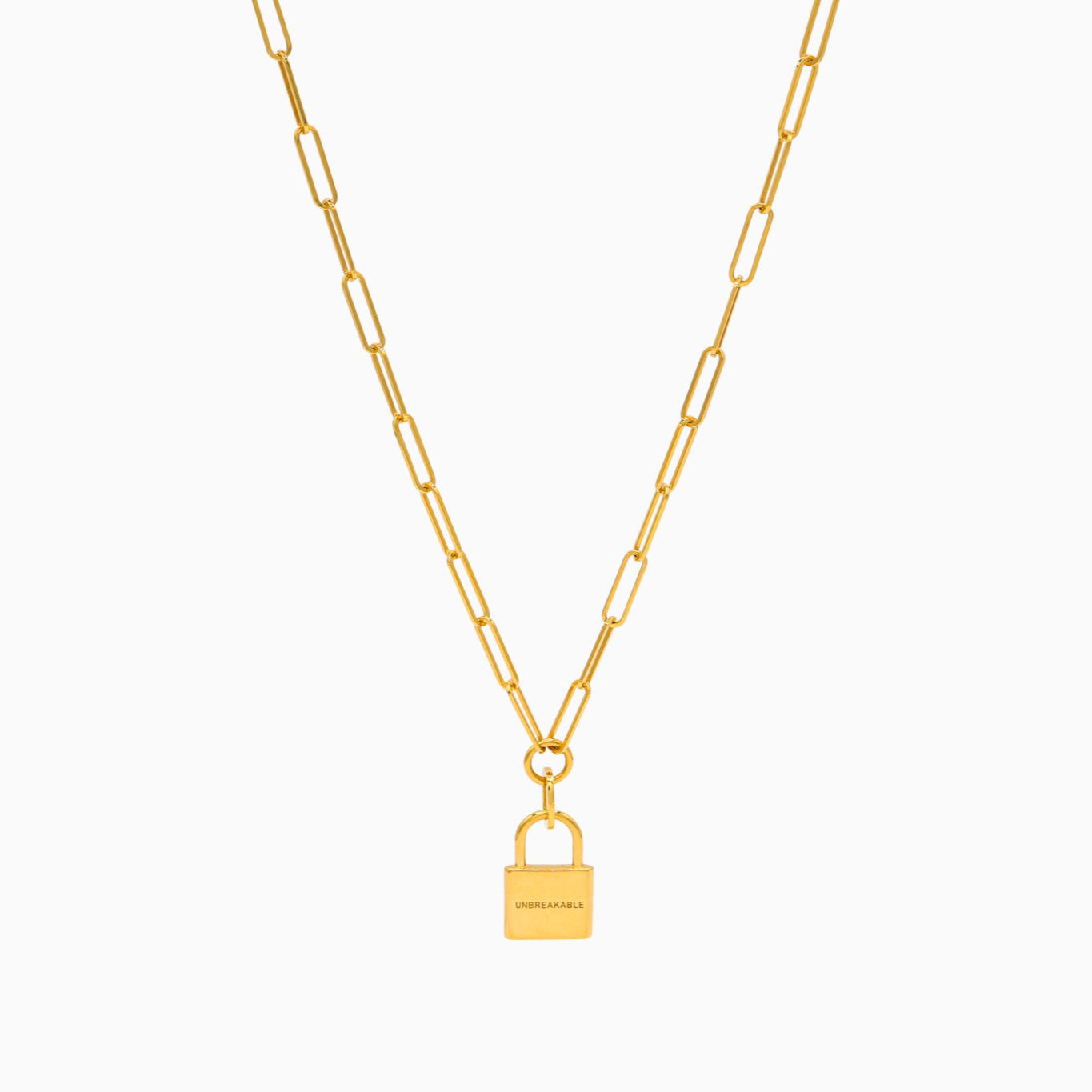 18k Gold Vermeil-UNBREAKABLE Chain Link Necklace With Padlock
