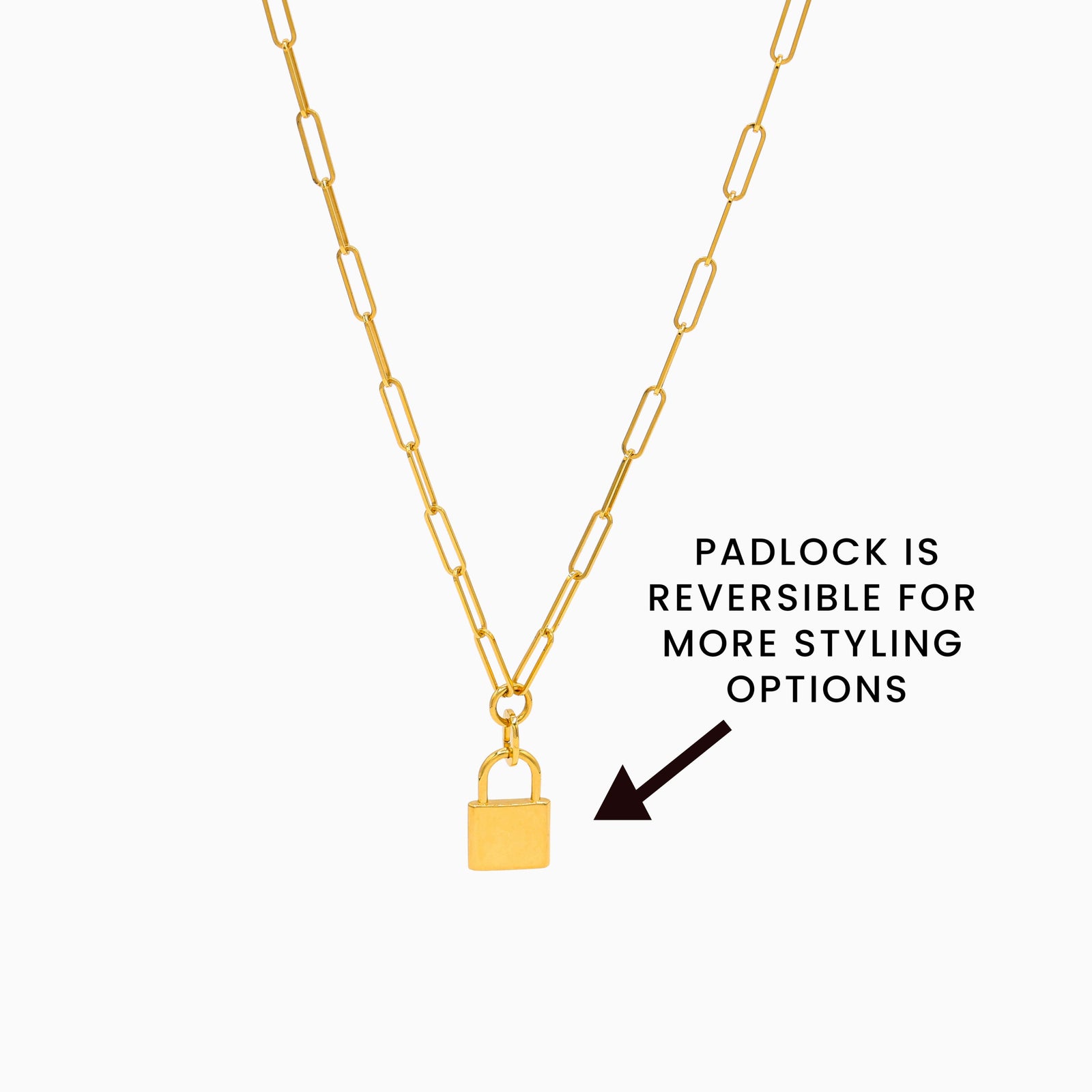 18k Gold Vermeil-UNBREAKABLE Chain Link Necklace With Padlock