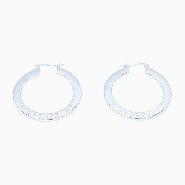 Hoop Earrings Engraved with I CHOOSE ME - Handcrafted Empowerment