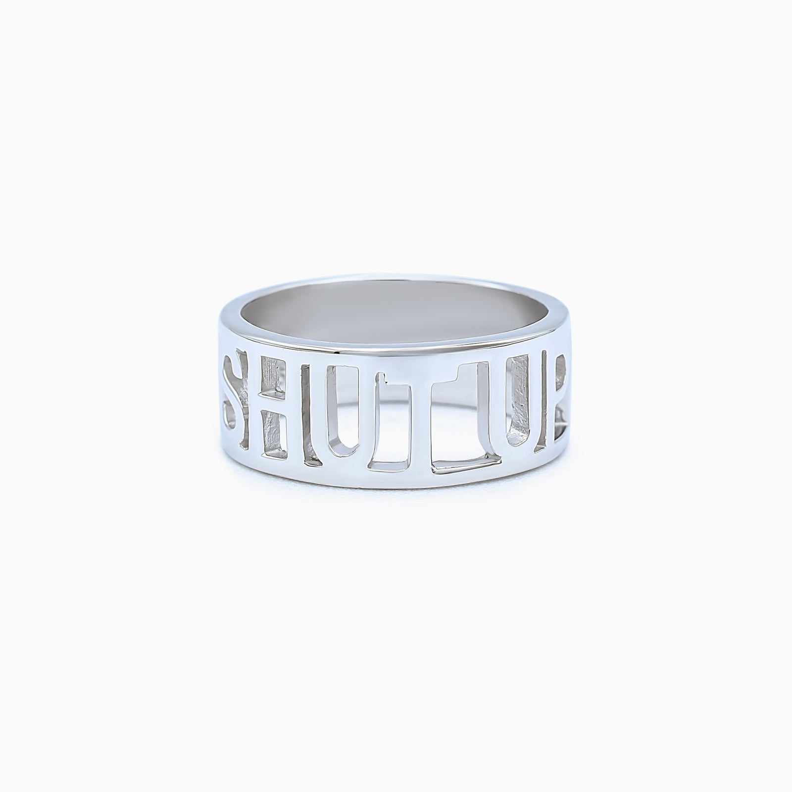 Sterling Silver (With Rhodium Protection)-SHUT UP Ring