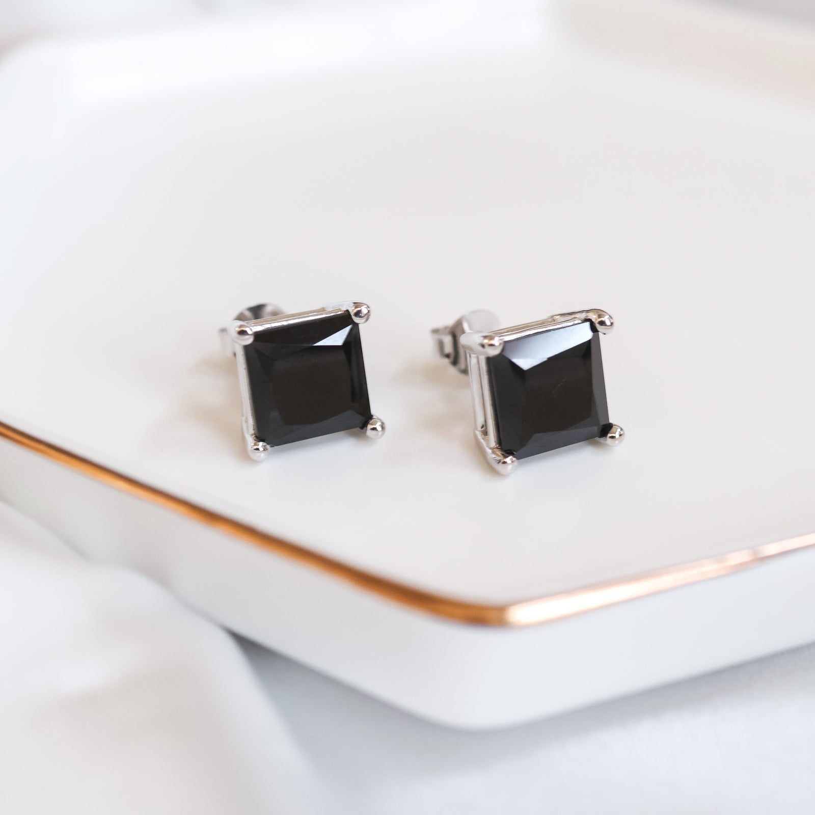 Sterling Silver (With Rhodium Protection)-THE PRINCESS Large Studs