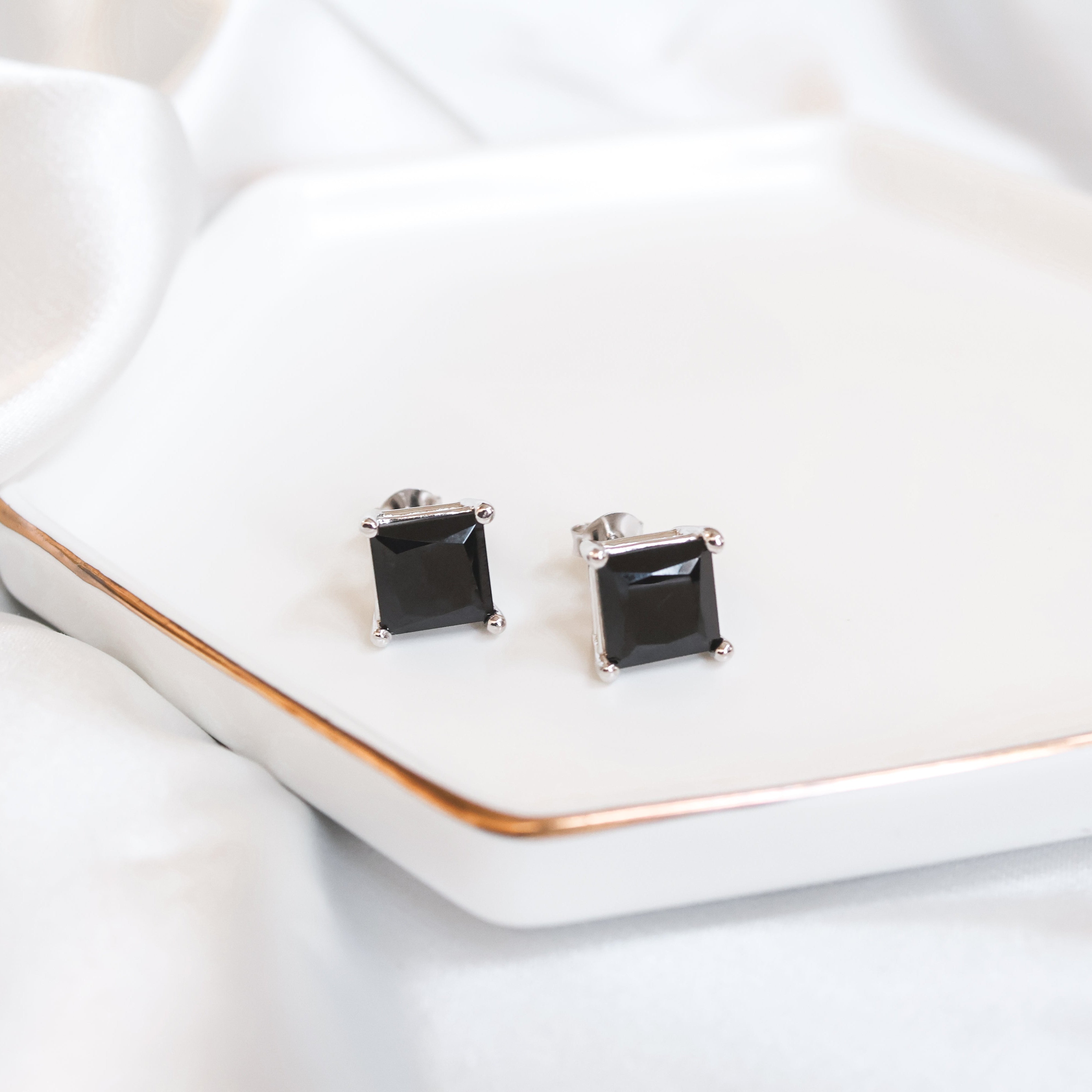 Sterling Silver (With Rhodium Protection)-THE PRINCESS Large Studs