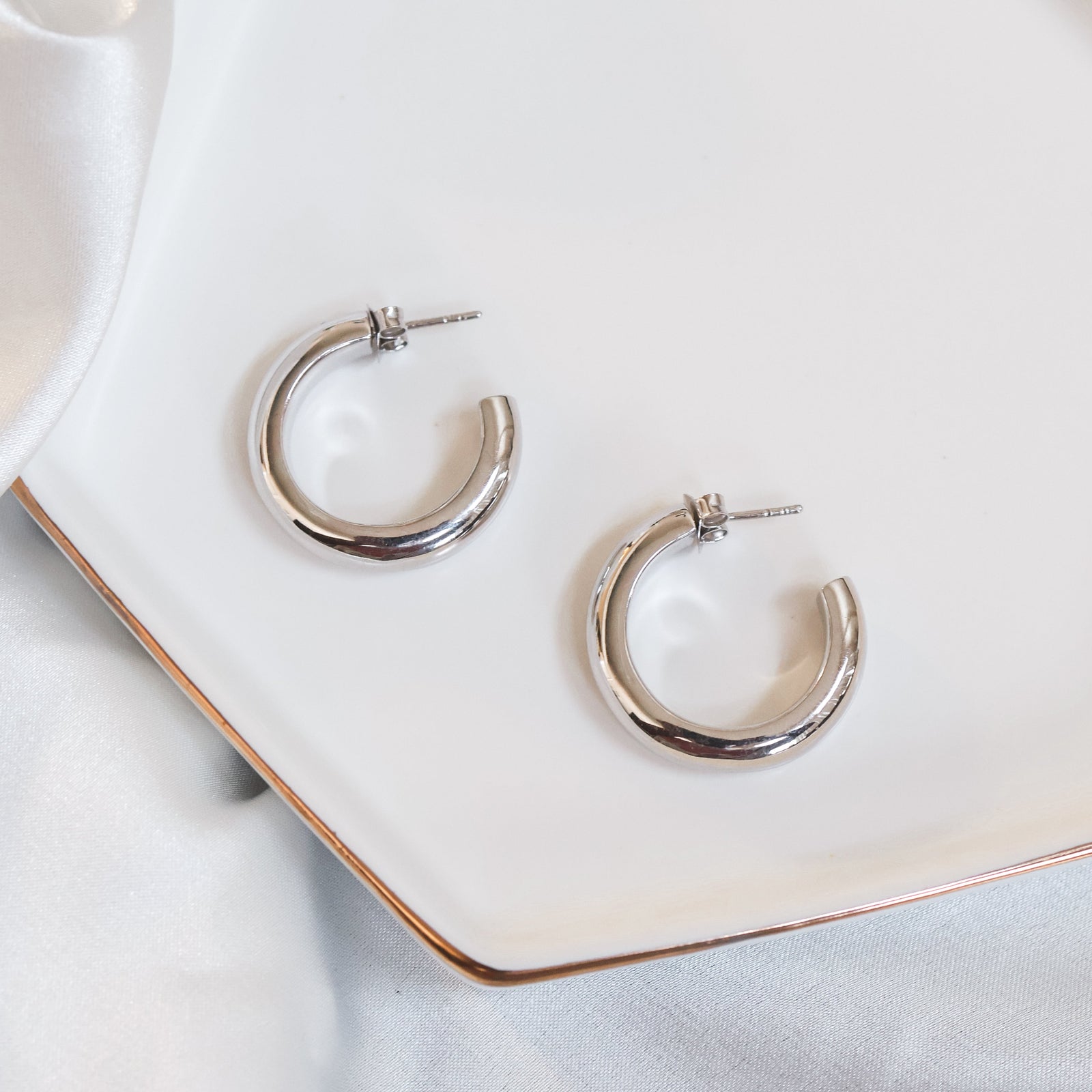Sterling Silver (With Rhodium Protection)-GO CHUNK YOURSELF Chunky Hoop Earrings - Large