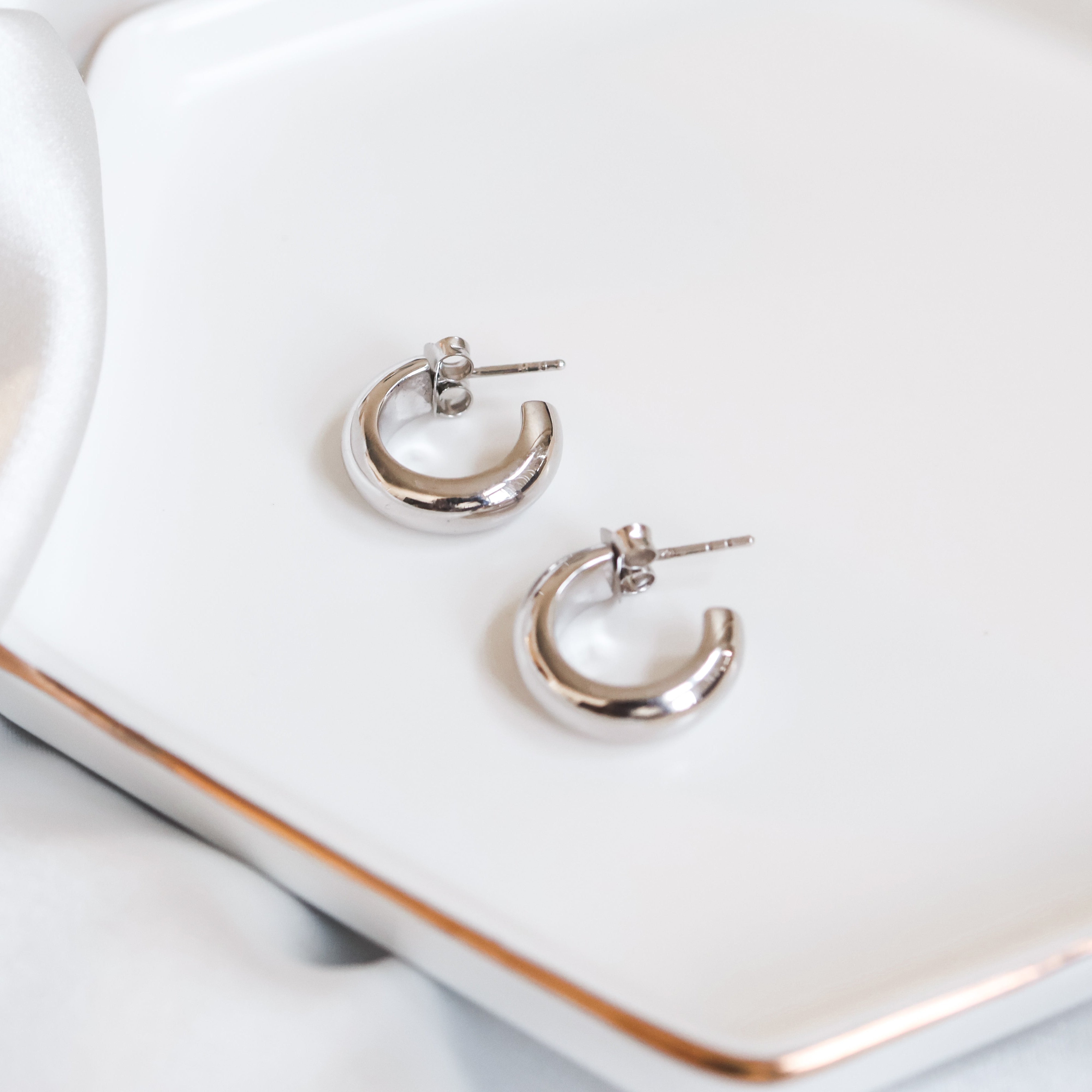 Sterling Silver (With Rhodium Protection)-GO CHUNK YOURSELF Chunky Hoop Earrings - Medium