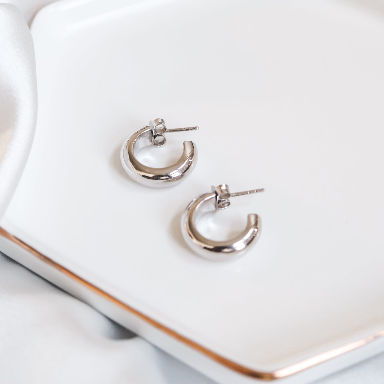 Sterling Silver (With Rhodium Protection)-GO CHUNK YOURSELF Chunky Hoop Earrings - Medium