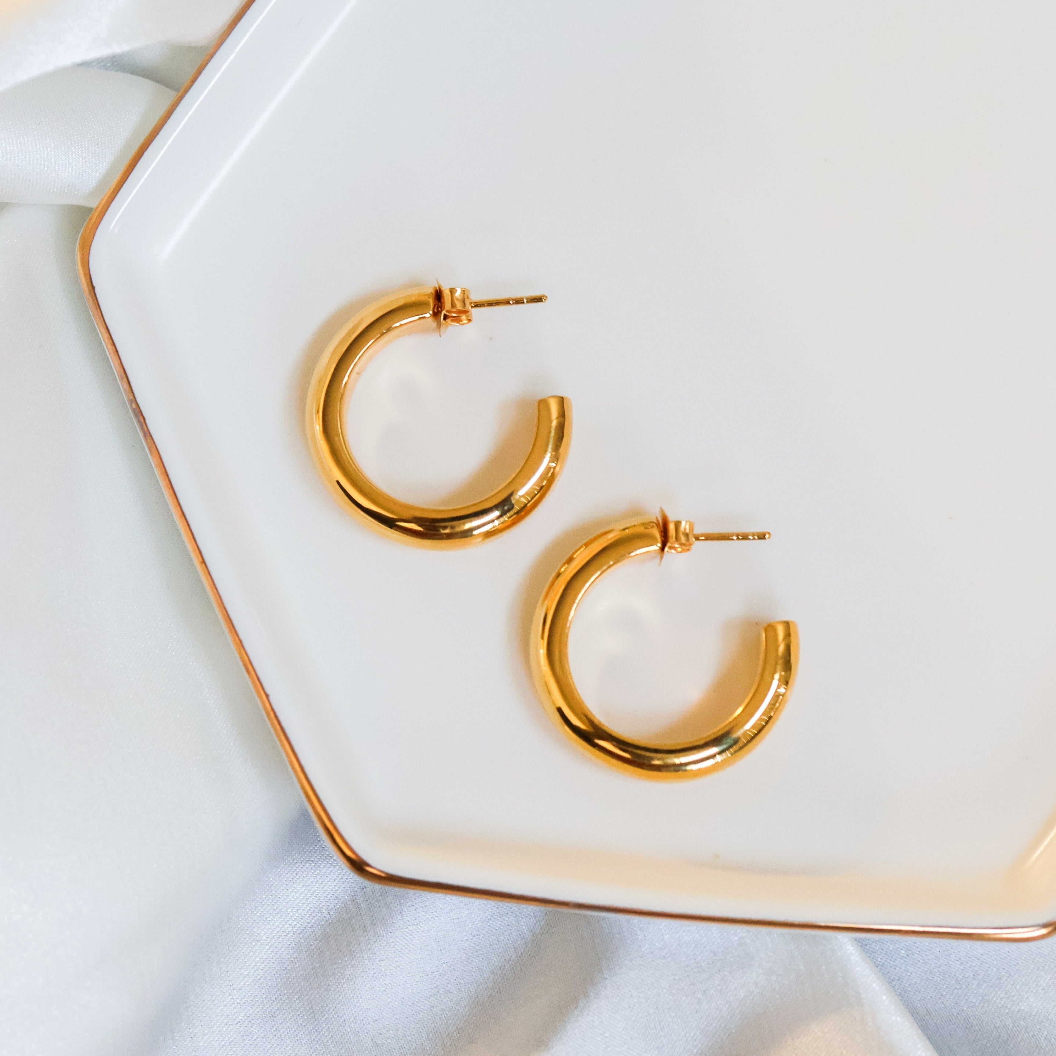 18k Gold Vermeil-GO CHUNK YOURSELF Chunky Hoop Earrings - Large