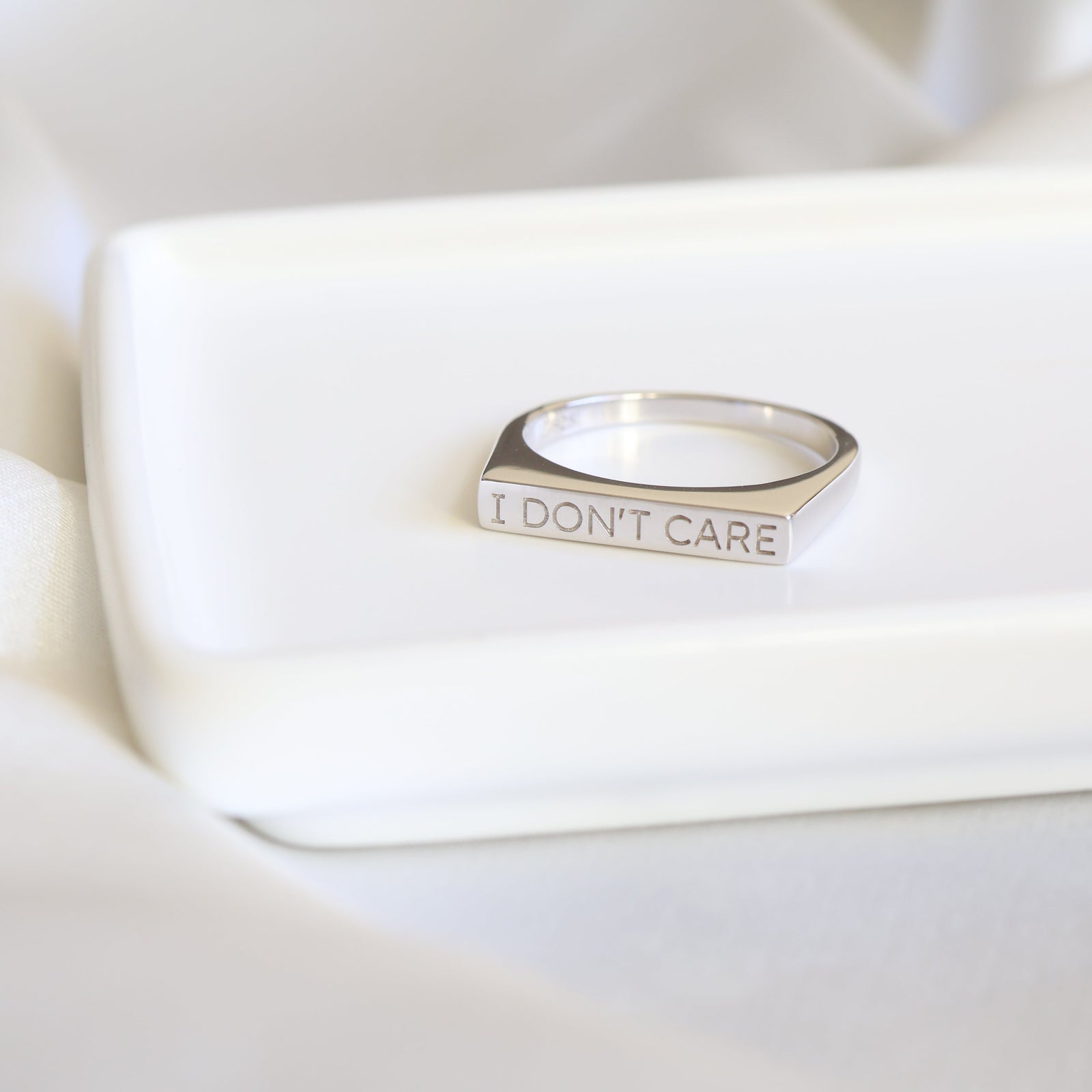 Sterling Silver (With Rhodium Protection)-I DON'T CARE Ring
