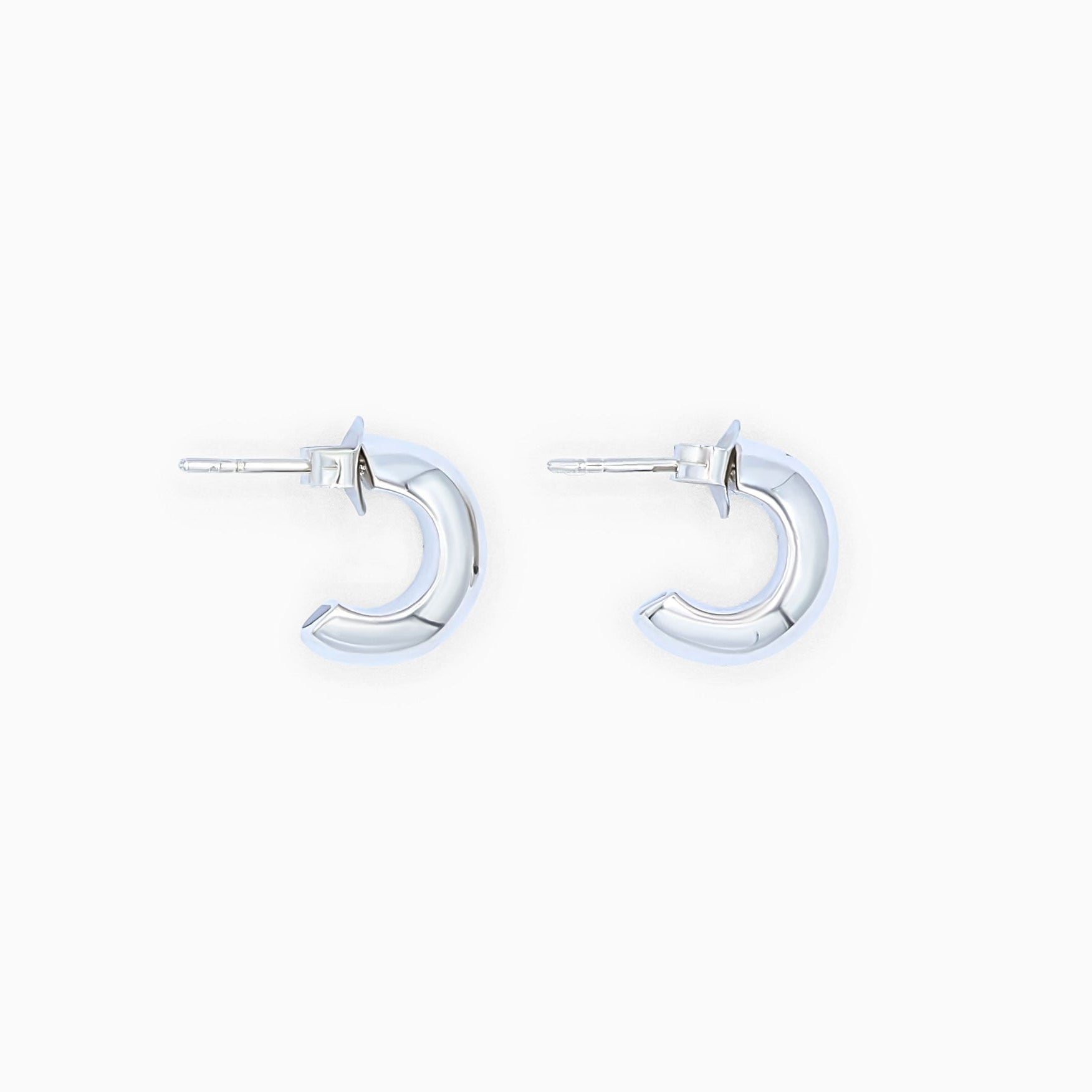 Sterling Silver (With Rhodium Protection)-GO CHUNK YOURSELF Chunky Hoop Earrings - Huggies