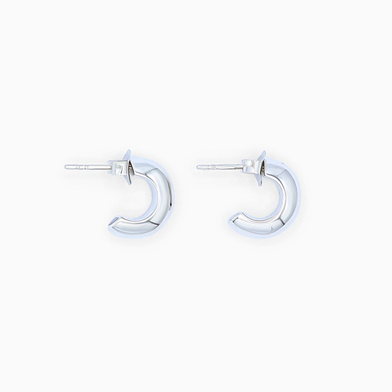 Sterling Silver (With Rhodium Protection)-GO CHUNK YOURSELF Chunky Hoop Earrings - Huggies