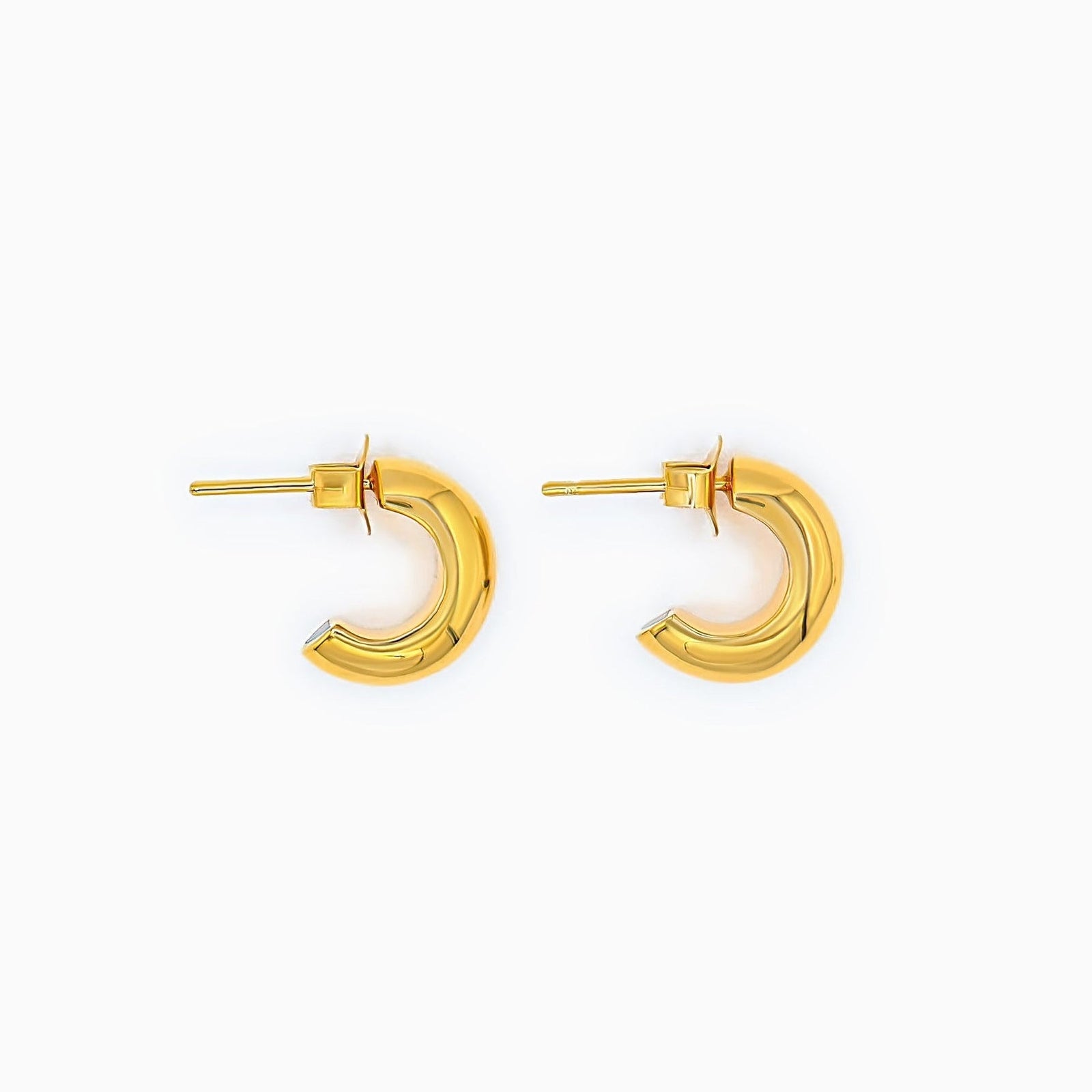 18k Gold Vermeil-GO CHUNK YOURSELF Chunky Hoop Earrings - Huggies