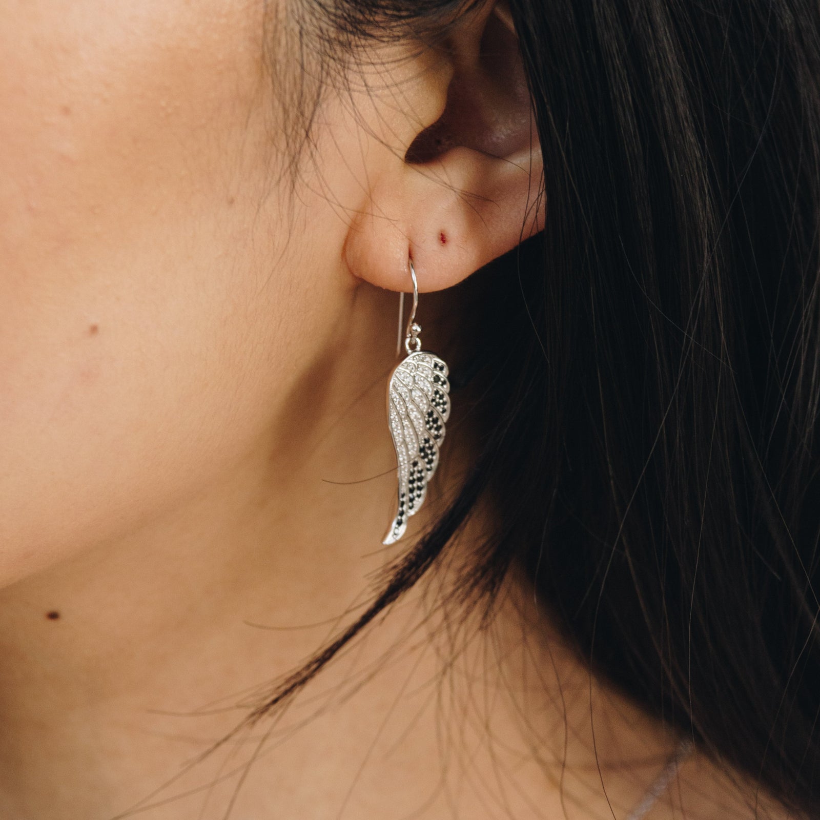 Sterling Silver (With Rhodium Protection)-UNSTOPPABLE Angel Wing Earrings