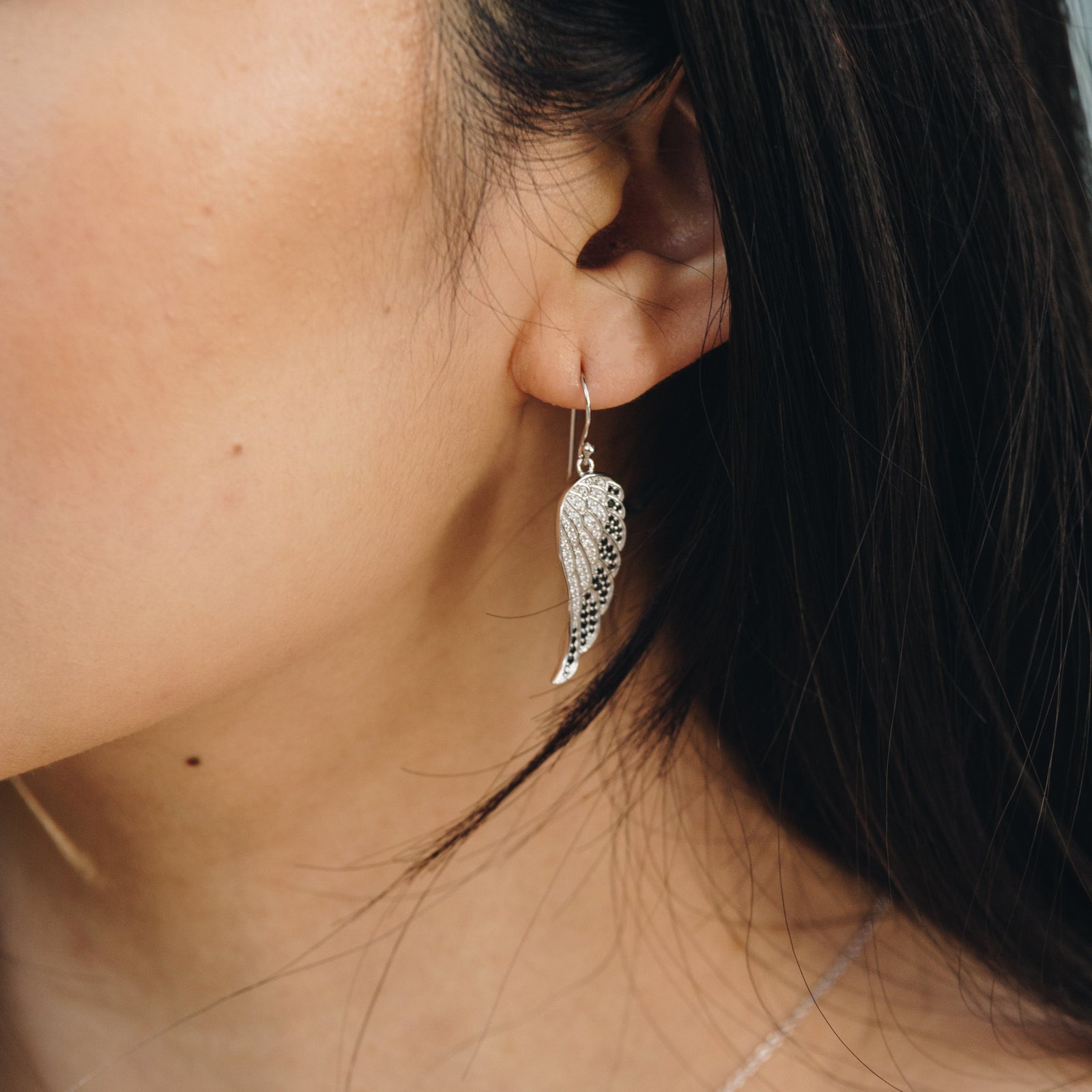 Sterling Silver (With Rhodium Protection)-UNSTOPPABLE Angel Wing Earrings