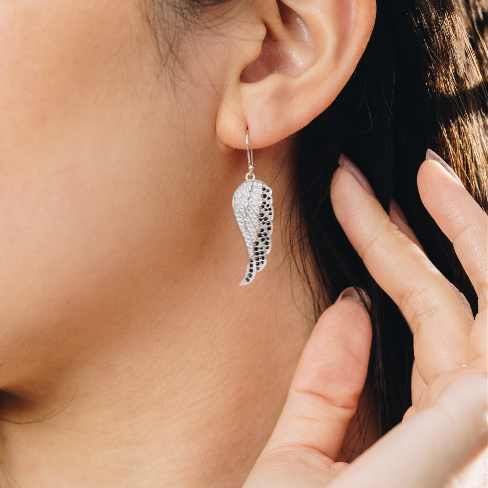 Sterling Silver (With Rhodium Protection)-UNSTOPPABLE Angel Wing Earrings