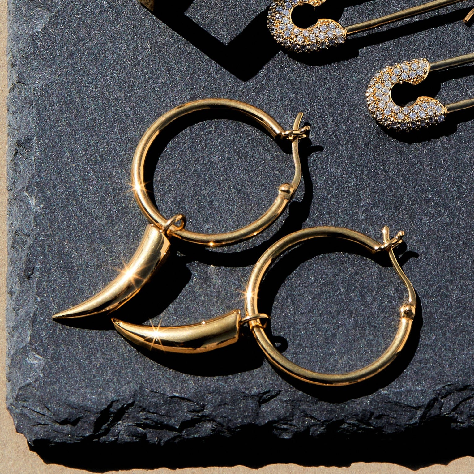 18k Gold Vermeil-CLAWS OUT Hoop Earrings With Claw Charm