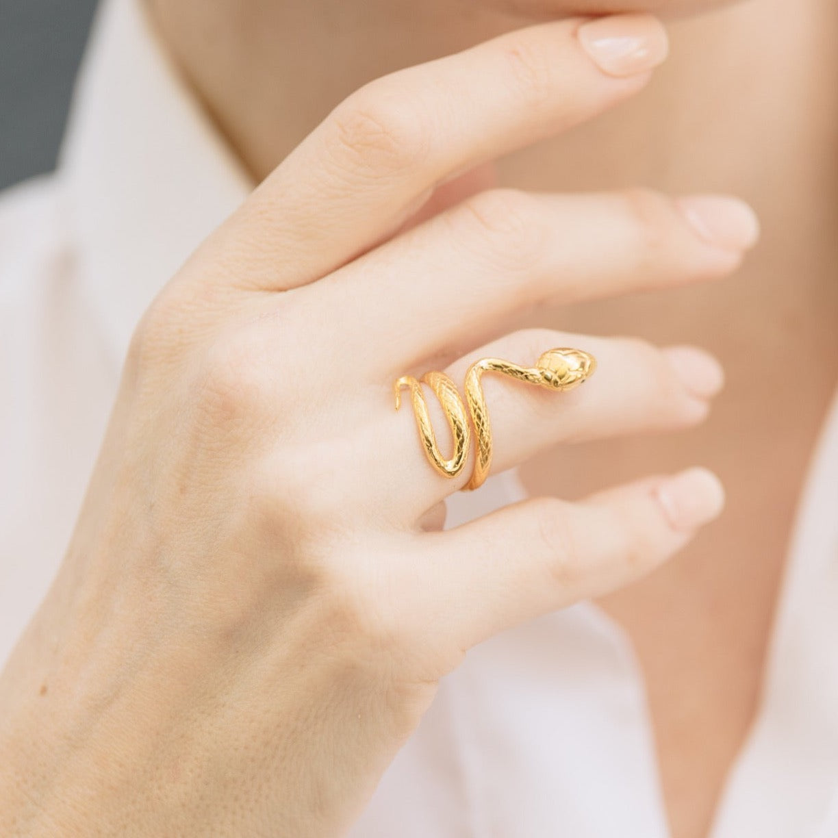 18k Gold Vermeil-COLD-BLOODED Snake Ring