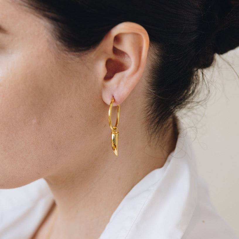 18k Gold Vermeil-CLAWS OUT Hoop Earrings With Claw Charm