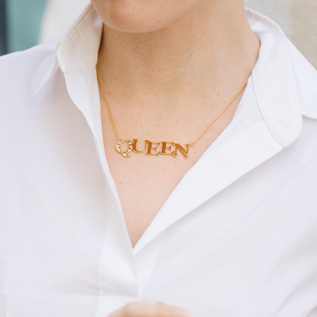 18k Gold Vermeil-QUEEN Necklace