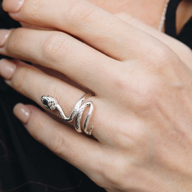 Sterling Silver (With Rhodium Protection)-COLD-BLOODED Snake Ring