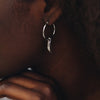 Sterling Silver (With Rhodium Protection)-CLAWS OUT Hoop Earrings With Claw Charm