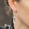 Sterling Silver (With Rhodium Protection)-CLAWS OUT Hoop Earrings With Claw Charm