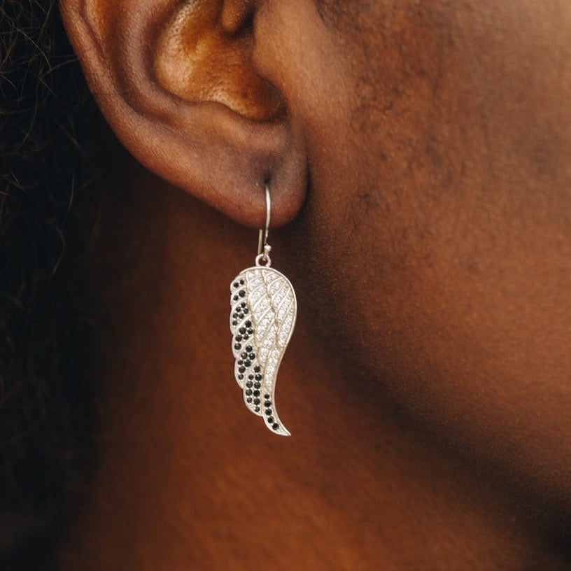 Sterling Silver (With Rhodium Protection)-UNSTOPPABLE Angel Wing Earrings