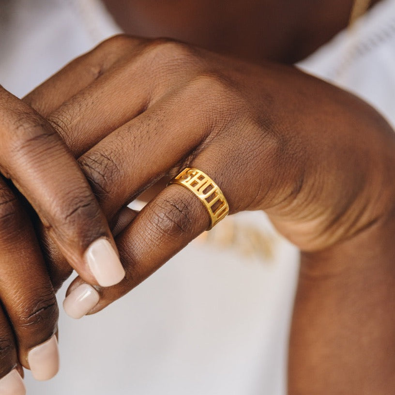 18k Gold Vermeil-SHUT UP Ring