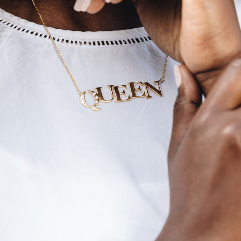 18k Gold Vermeil-QUEEN Necklace
